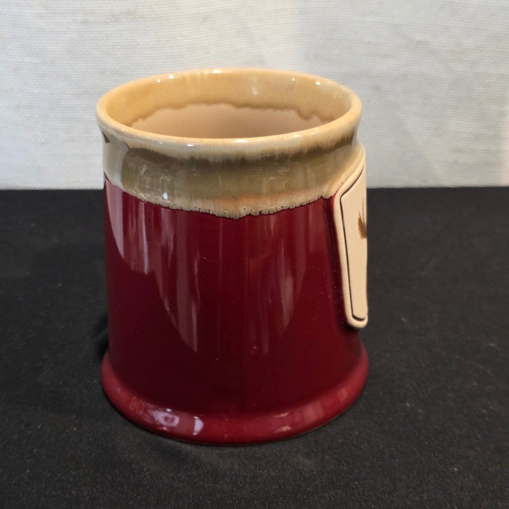 Cabelas Moose Relief Stoneware Coffee Mug Burgundy Red Tan 20oz Lodge 2018 - Picture 8 of 10